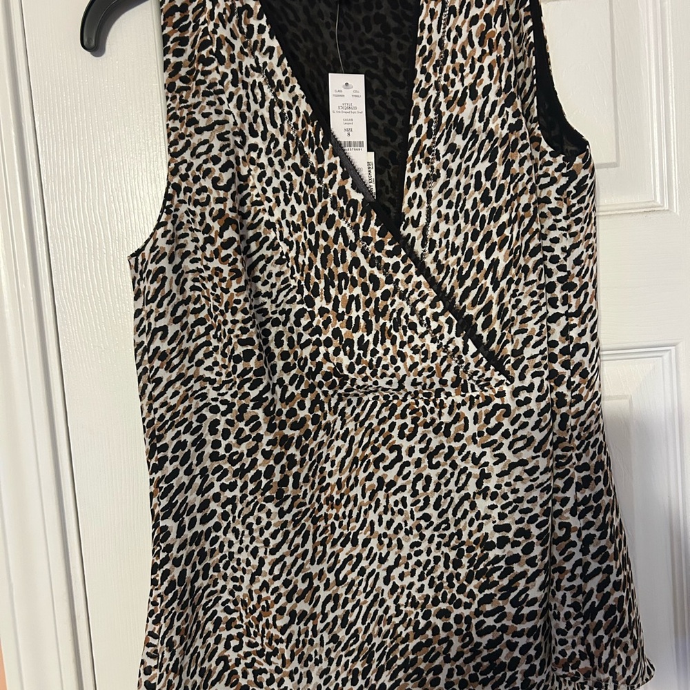 White House Black Market Animal Print Sleeveless Blouse